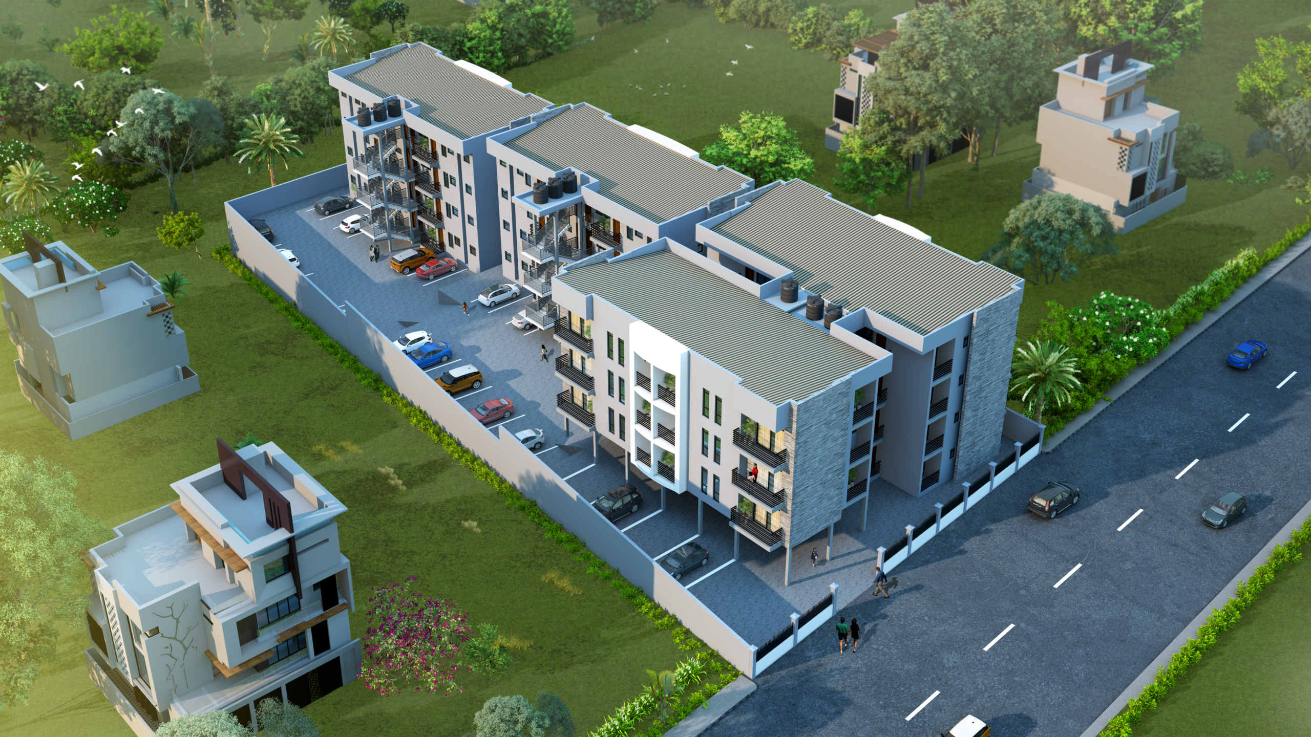 Creekside Arial view back angle